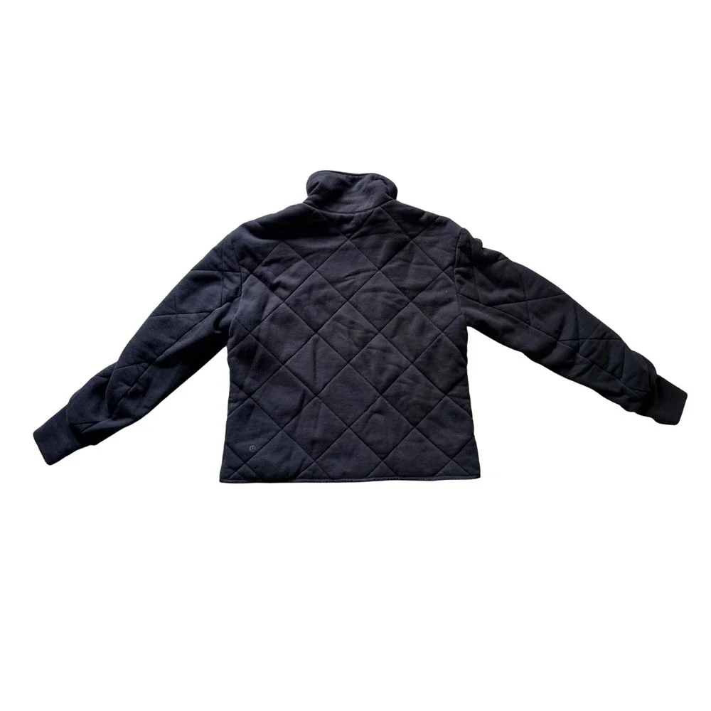 Lululemon Black Quilted Full Zip Mock Neck Jacket Women Size 10 - Picture 2 of 11